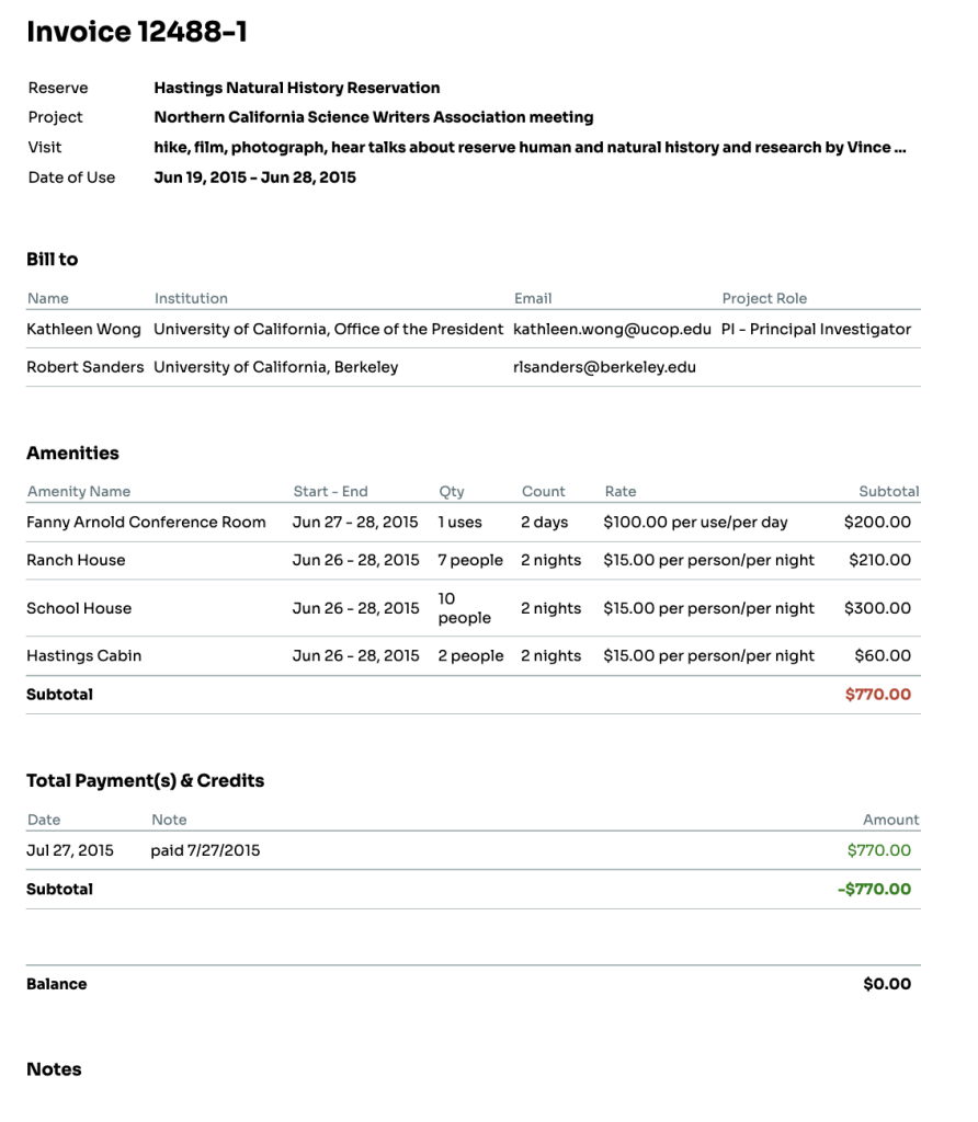Example invoice